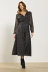 M&Co Black Polka Dot Mesh Wrap Dress - Size 10 Image 2