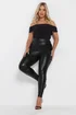 Yours Curve Black Stretch Coated Leggings - Size 34-36 Image 2