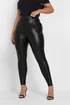 Yours Curve Black Stretch Coated Leggings - Size 34-36 Image 1