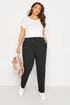 Yours Curve Black Straight Leg Stretch Joggers - Size 20, Leg 30 Image 2