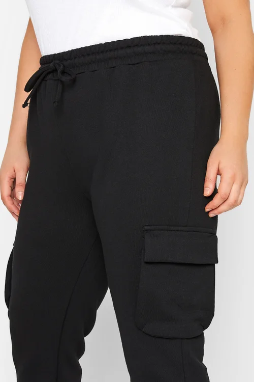 Yours Curve Black Cargo Joggers - 18/L29 Image 3