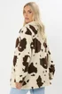 Yours Curve Natural Brown Cow Print Teddy Borg Jacket - 30-32 Image 4