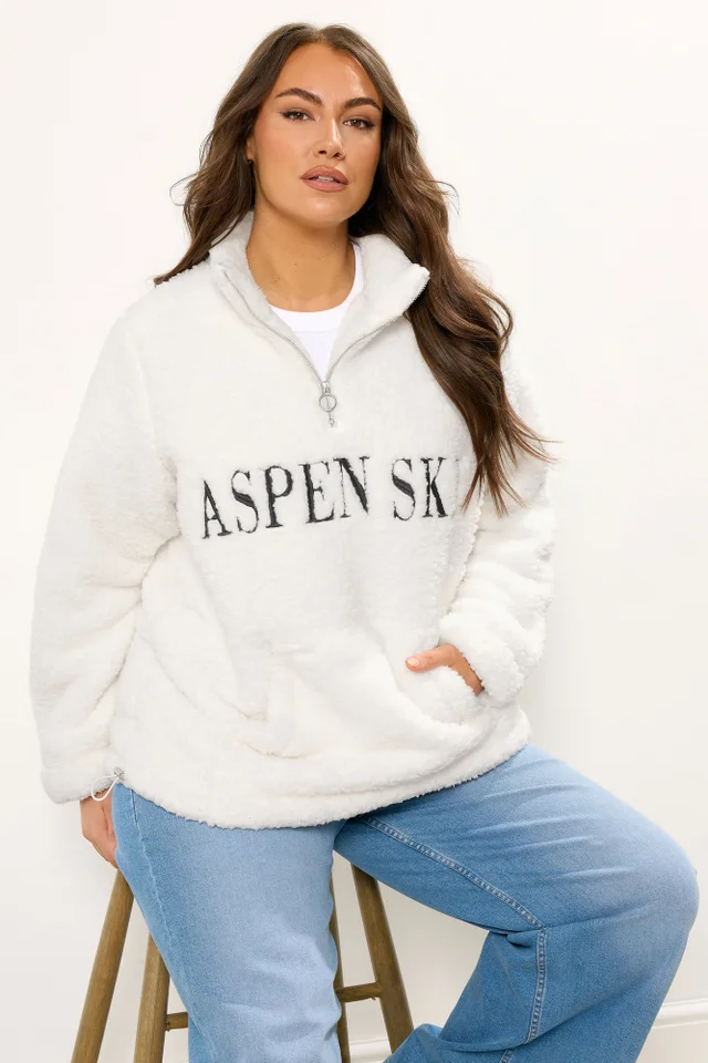 Yours Curve Cream 'Aspen Ski' Teddy Borg Fleece
