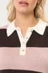 Yours Curve Pink Striped Rugby Collar Jumper - Size 30-32 Image 5
