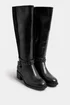 Yours Black Faux Leather Buckle Detail Knee High Boots In Extra Wide EEE Fit - 8 Extra Wide Image 2