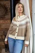 Yours Curve Natural Brown Fairisle Knitted Cardigan - Size 14-16 Image 1