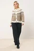 Yours Curve Natural Brown Fairisle Knitted Cardigan - Size 14-16 Image 3