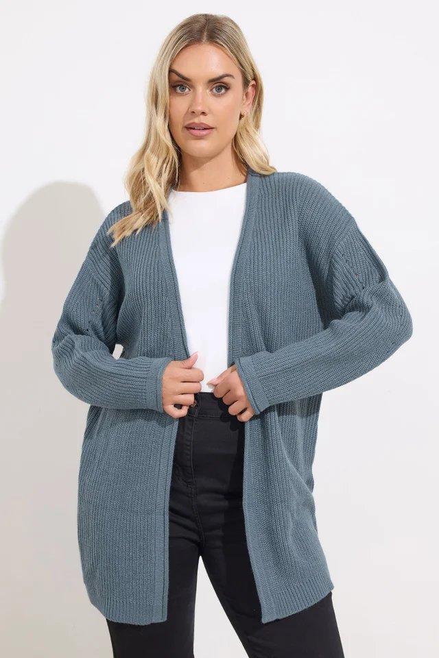 Yours Curve Essential Light Blue Knitted Cardigan