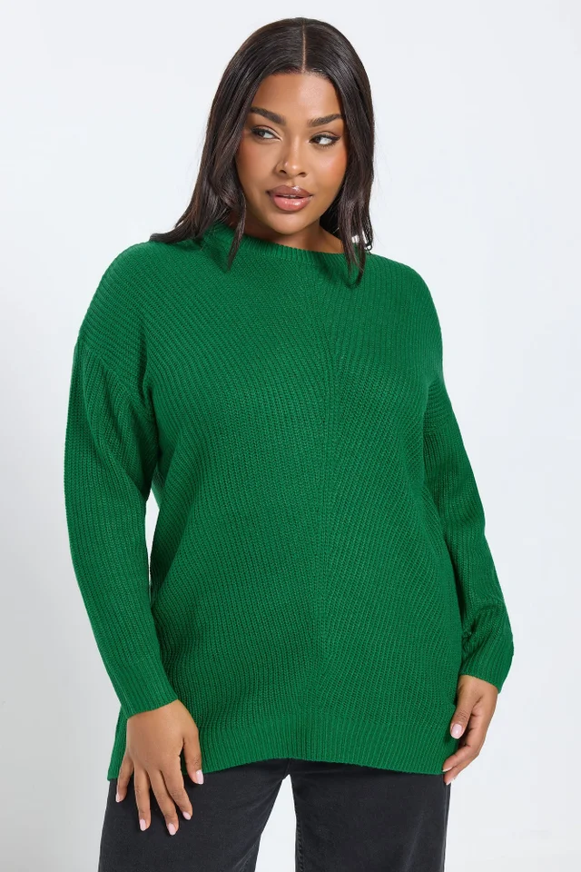 Yours Curve Bright Green Essential Knitted Jumper