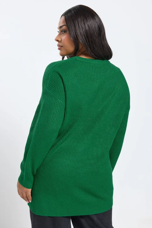Yours Curve Bright Green Essential Knitted Jumper - Size 30-32 Image 3