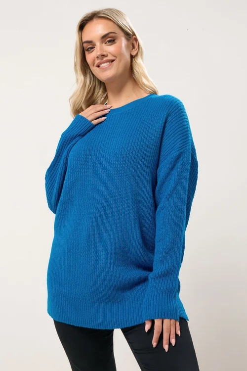 Yours Curve Blue Drop Shoulder Jumper - Size 30-32 Image 1