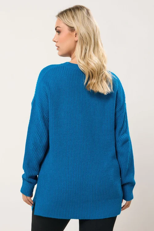Yours Curve Blue Drop Shoulder Jumper - Size 30-32 Image 3