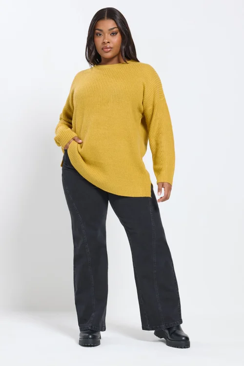 Yours Curve Yellow Drop Shoulder Jumper - Size 22-24 Image 2