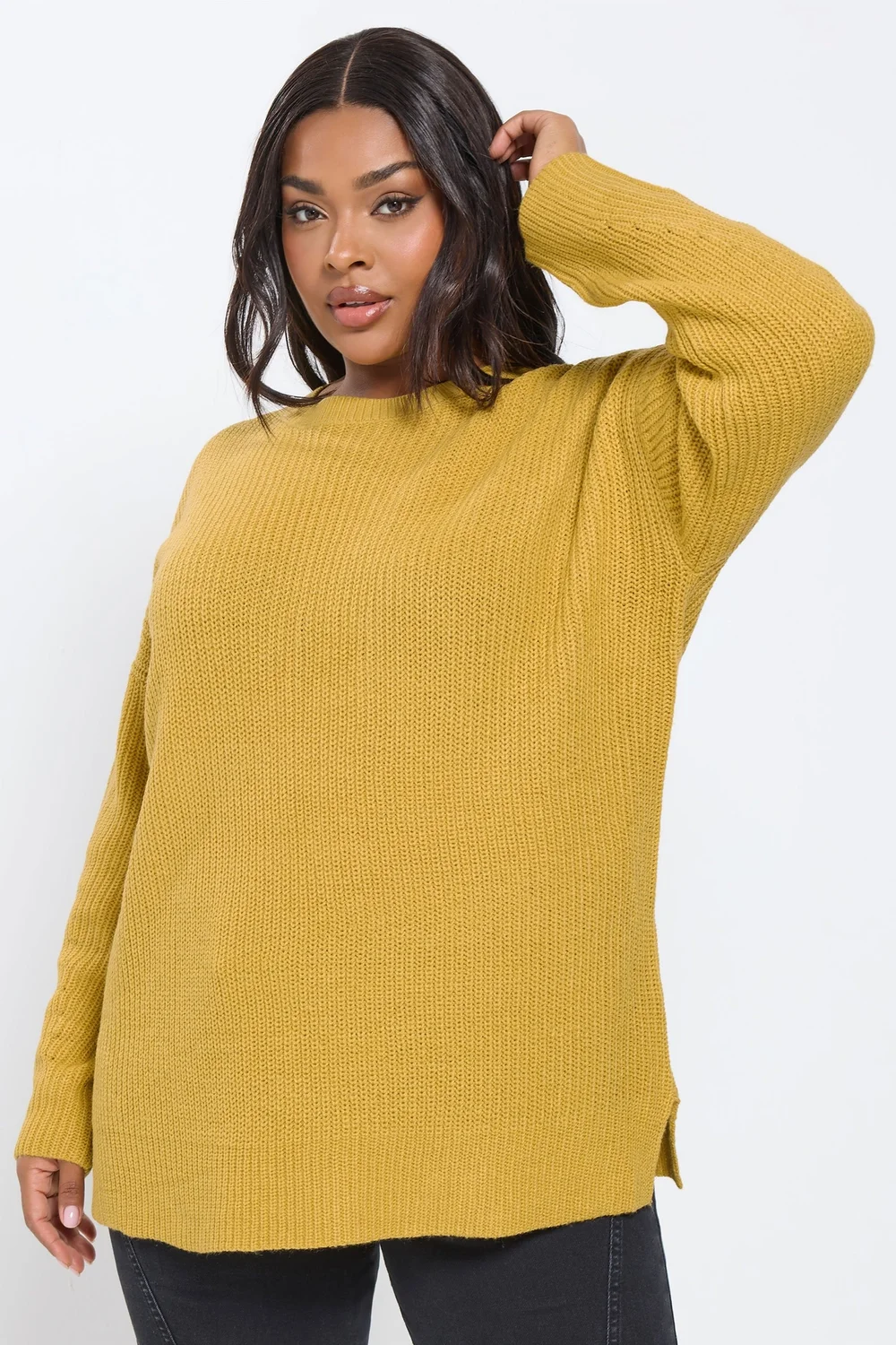 Yours Curve Yellow Drop Shoulder Jumper - Size 22-24 Image 1