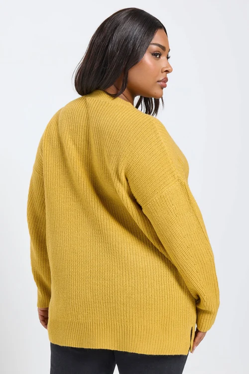 Yours Curve Yellow Drop Shoulder Jumper - Size 22-24 Image 3
