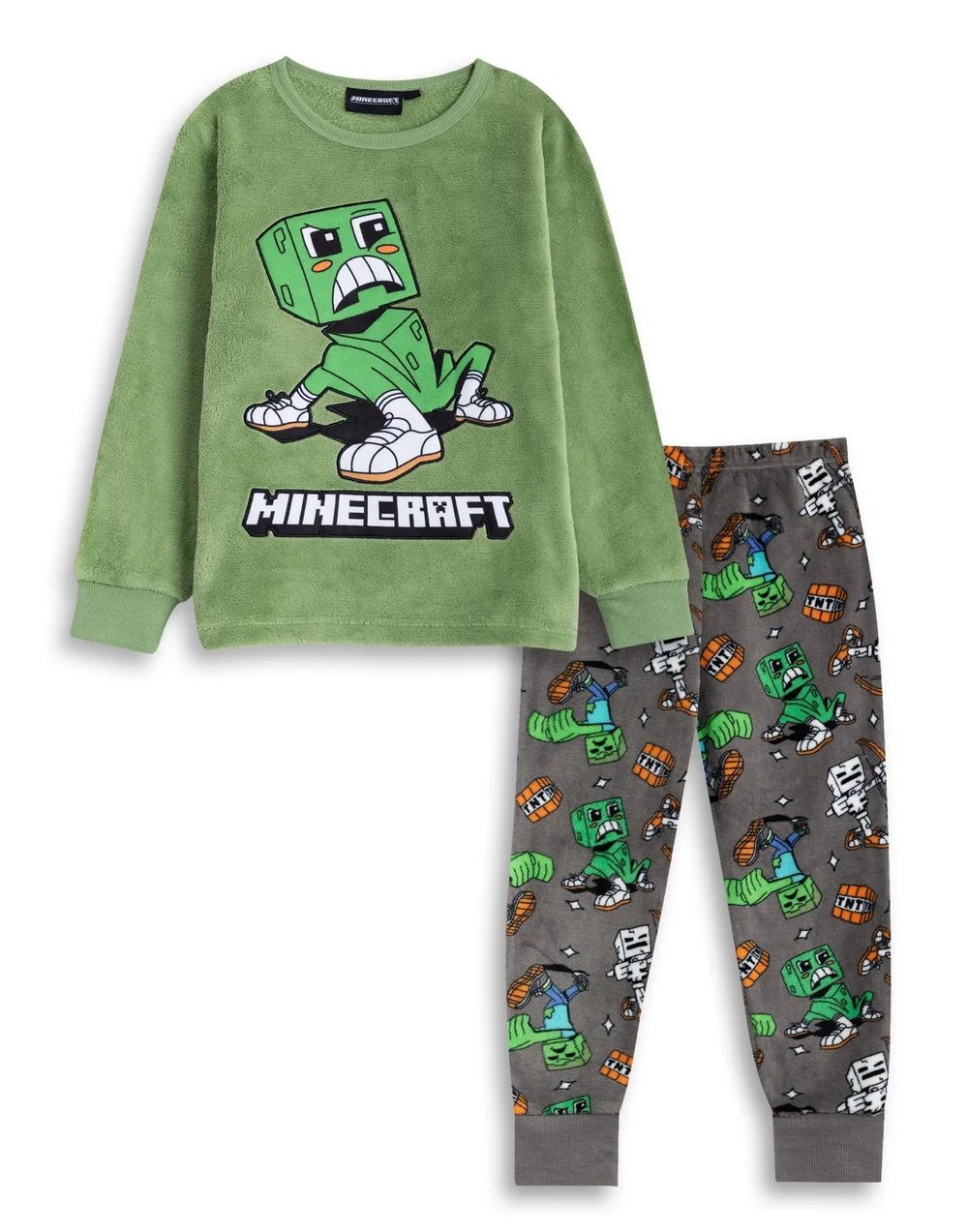 Vanilla Underground Minecraft Kids Green Pyjamas (5-14yrs) - Age 7-8 Years Image 1