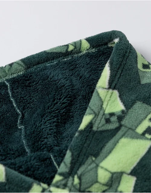 Vanilla Underground Minecraft Kids Green Blanket Hoodie - One Size Image 3