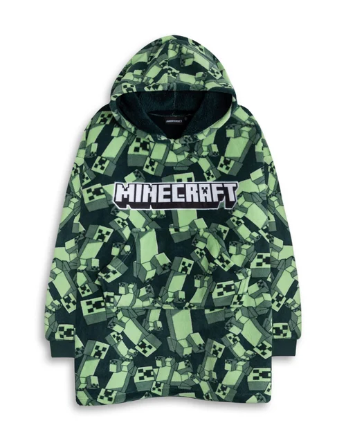 Vanilla Underground Minecraft Kids Green Blanket Hoodie - One Size Image 1