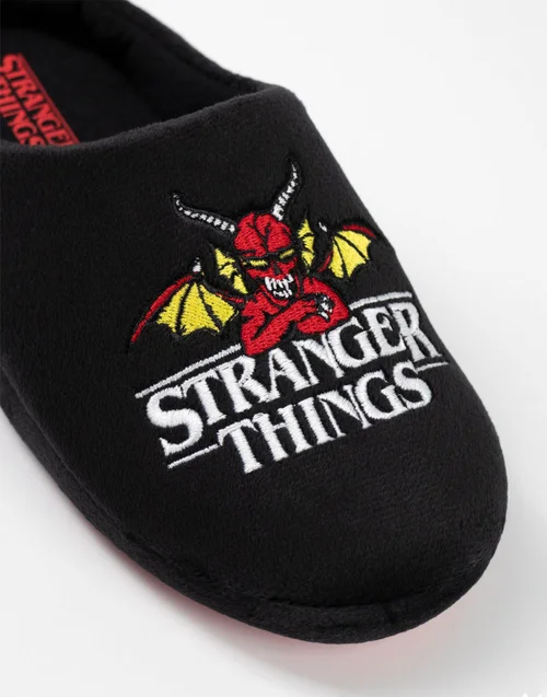 Stranger Things Kids Black Mule Slippers (Older 12-5 years) - 2 Infants Image 2