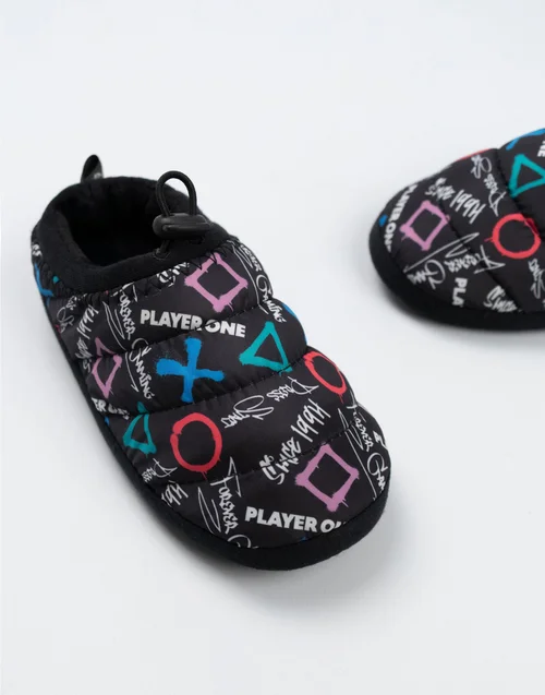 PlayStation Kids Black Graphics Loafer Slippers (Older 12-5 years ) - Size 1 Infants Footwear Image 4