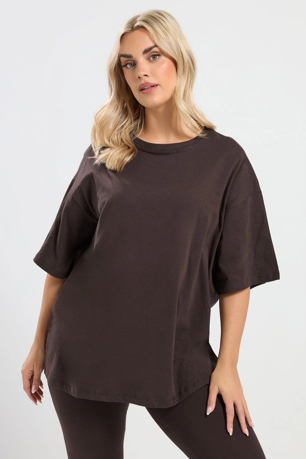 Yours Curve Chocolate Brown Relaxed Longline T-Shirt - Size 14 Image 1