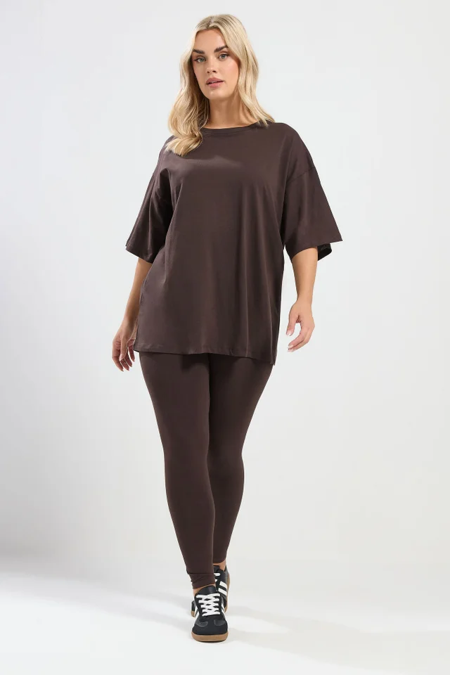 Yours Curve Chocolate Brown Relaxed Longline T-Shirt