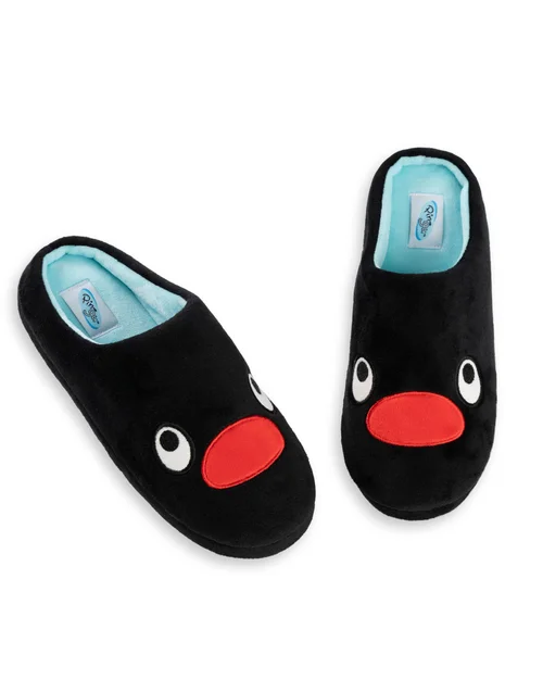 Pingu Black Mule Slippers - Size 9-10 Image 1
