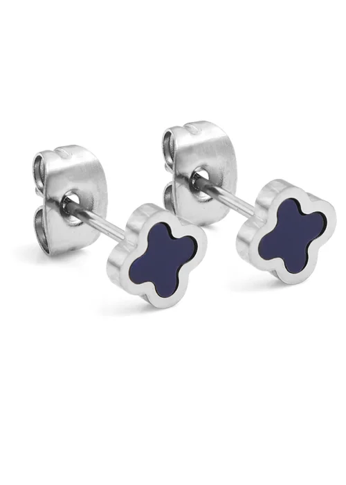 Say It With Silver Blue Clover Earrings - 6mm Image 1