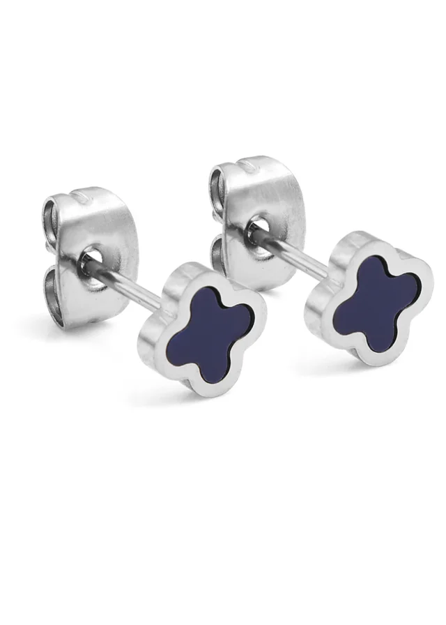 Say It With Silver Blue Clover Earrings