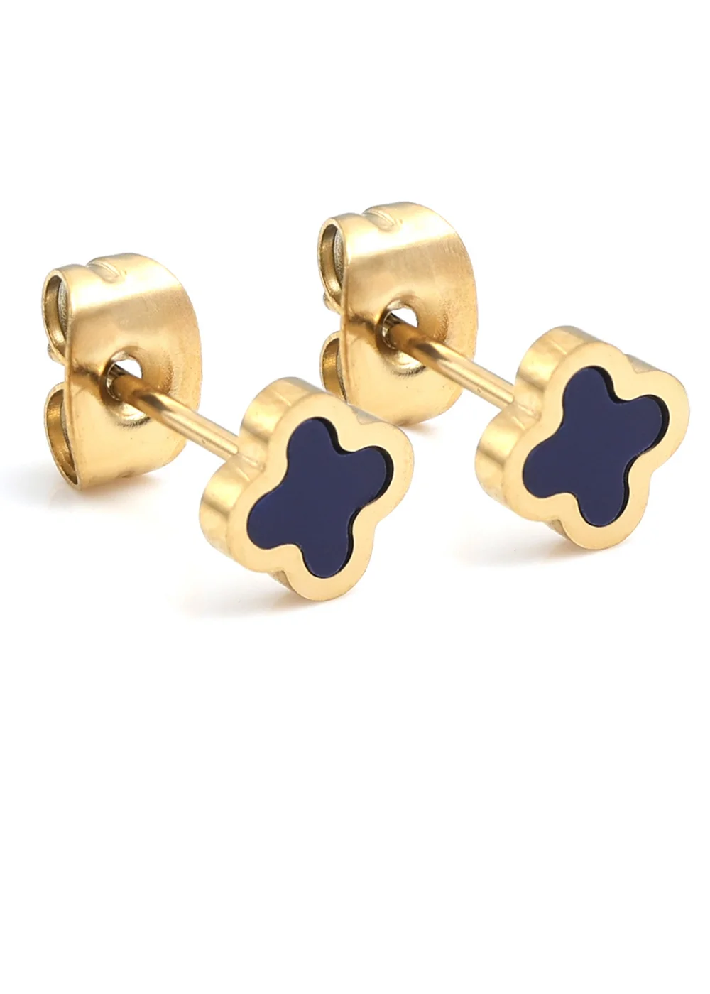 Say It With Gold Blue Clover Earrings - 6mm Image 1