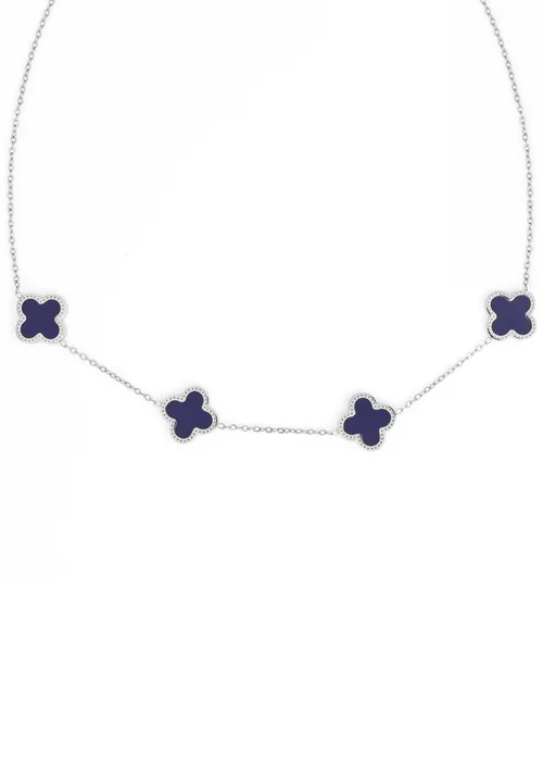 Say It With Silver Blue Clover Choker Necklace - 16 - inch Image 1