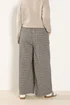 Yours Curve Cream Check Wide Leg Textured Trousers - Size 18 Image 3