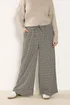 Yours Curve Cream Check Wide Leg Textured Trousers - Size 18 Image 1
