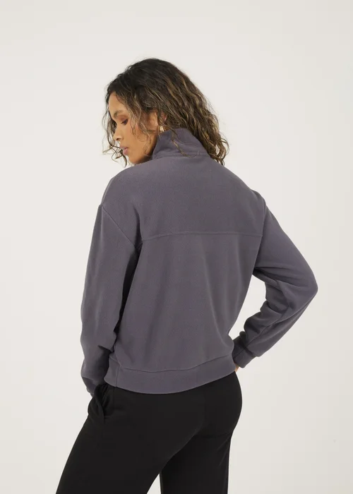 Brave Soul Charcoal Half Zip Polar Fleece Sweatshirt - Large Image 2