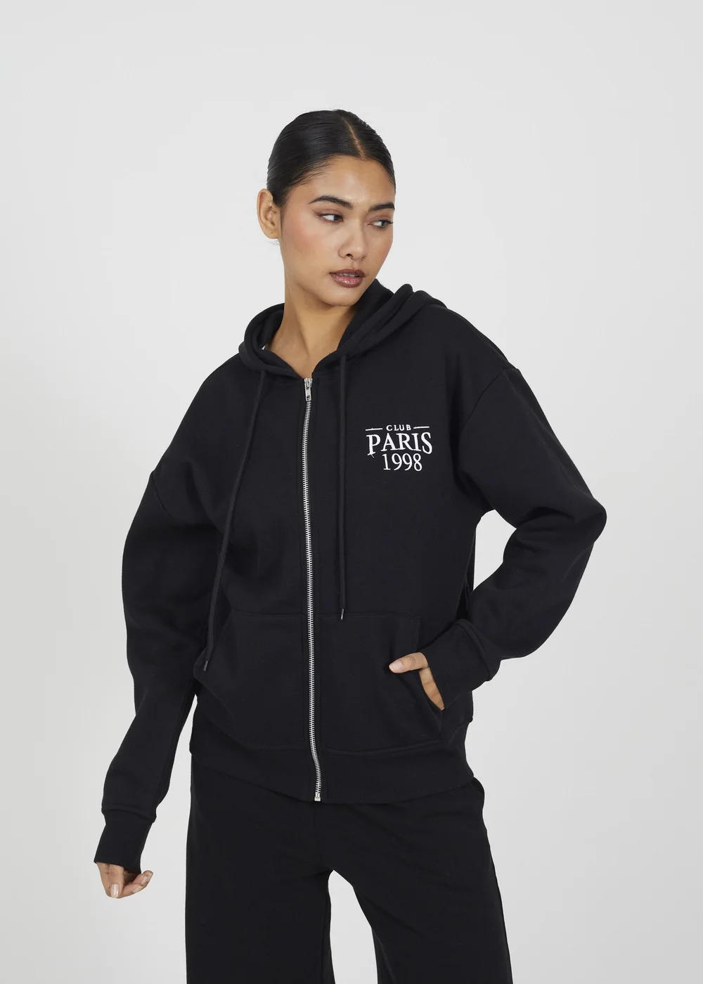 Brave Soul Black Zip Through Hoodie - Medium Image 1