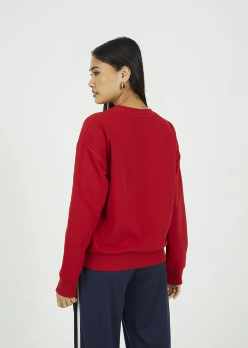 Brave Soul Red Crew Neck Embroidered Sweatshirt - M Image 2