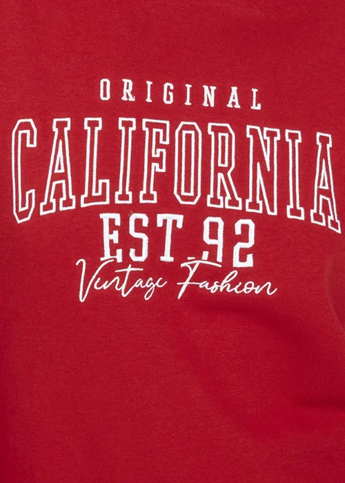 Brave Soul Red Crew Neck Embroidered Sweatshirt - M Image 3