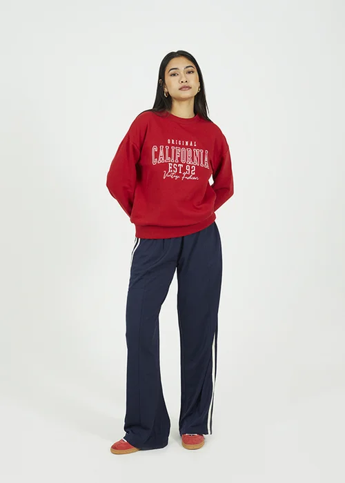 Brave Soul Red Crew Neck Embroidered Sweatshirt - M Image 4