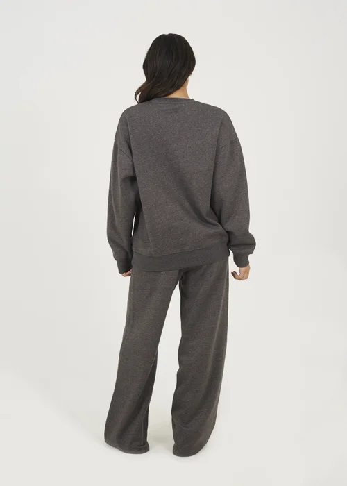 Brave Soul Charcoal Crew Neck Embroidered Sweatshirt - XS Image 2