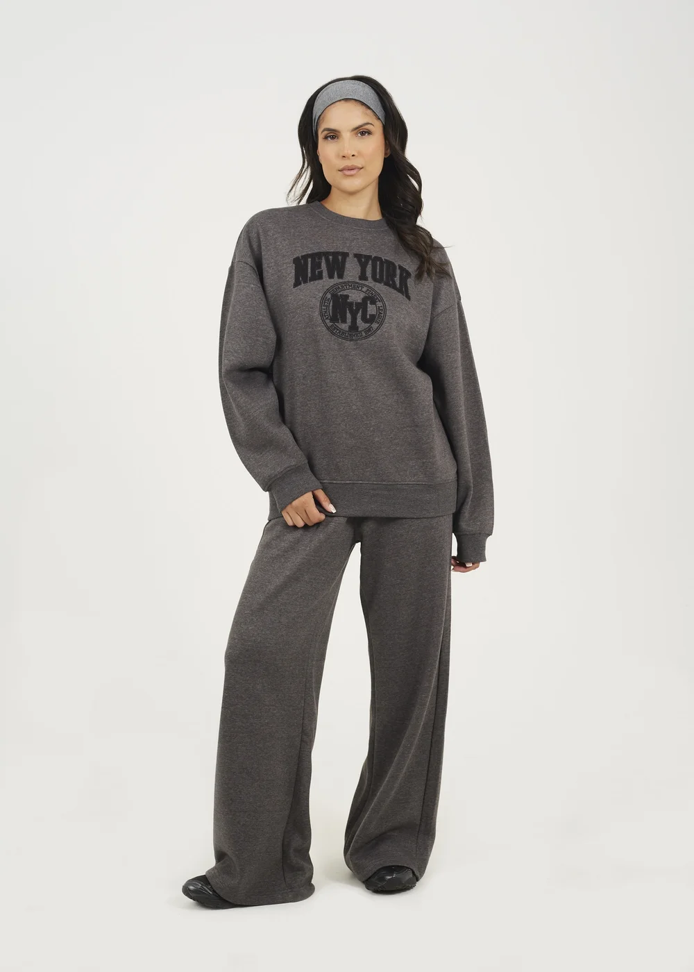 Brave Soul Charcoal Crew Neck Embroidered Sweatshirt - XS Image 4