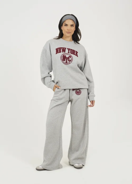 Brave Soul Grey Crew Neck Embroidered Sweatshirt - Medium Image 4