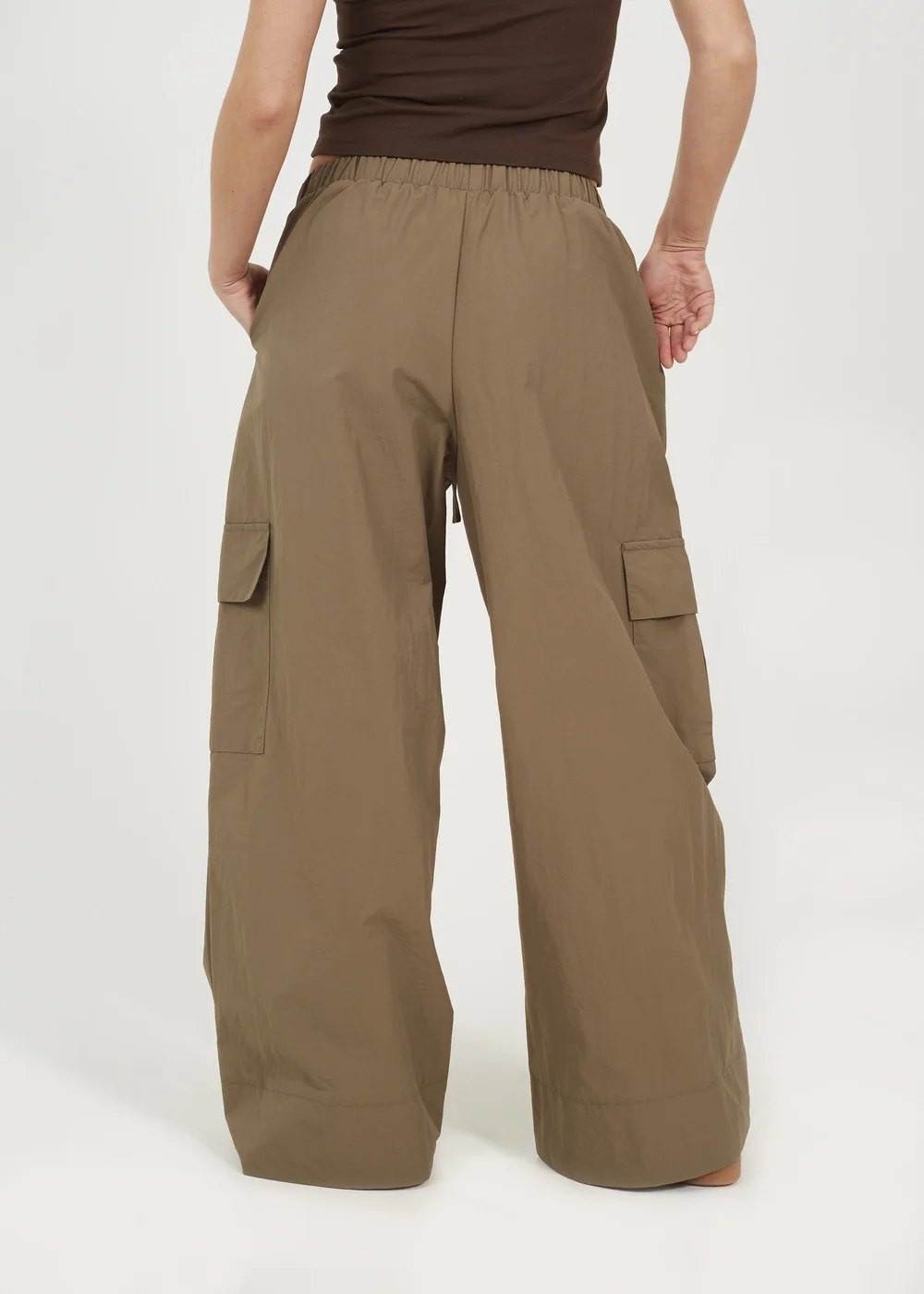 Brave Soul Khaki Baggy Cargo Trousers With Pocket Details - S Image 2