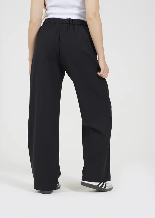 Brave Soul Black High Waisted Wide Leg Trousers