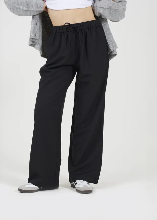 Brave Soul Black High Waisted Wide Leg Trousers