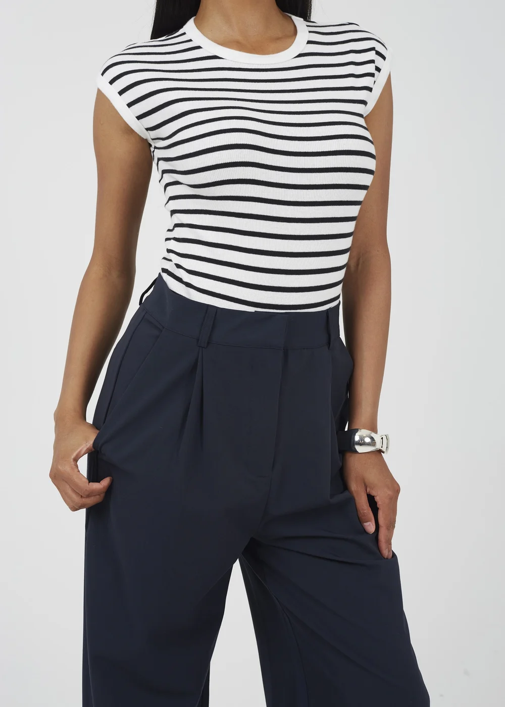 Brave Soul Navy Tailored Straight Leg Trousers - XS Image 3
