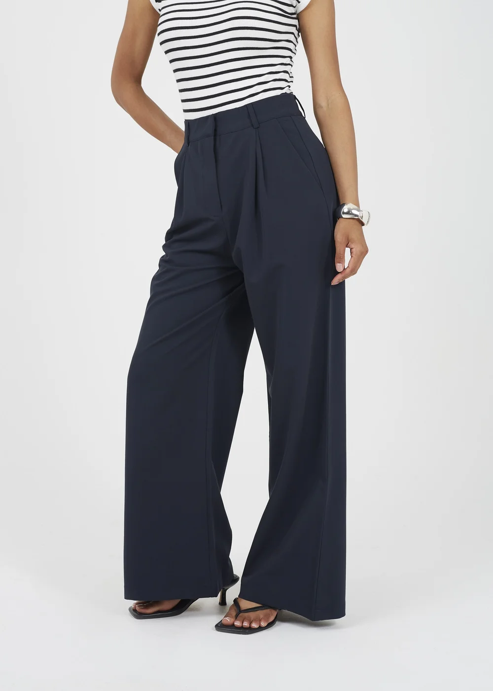 Brave Soul Navy Tailored Straight Leg Trousers - XS Image 1