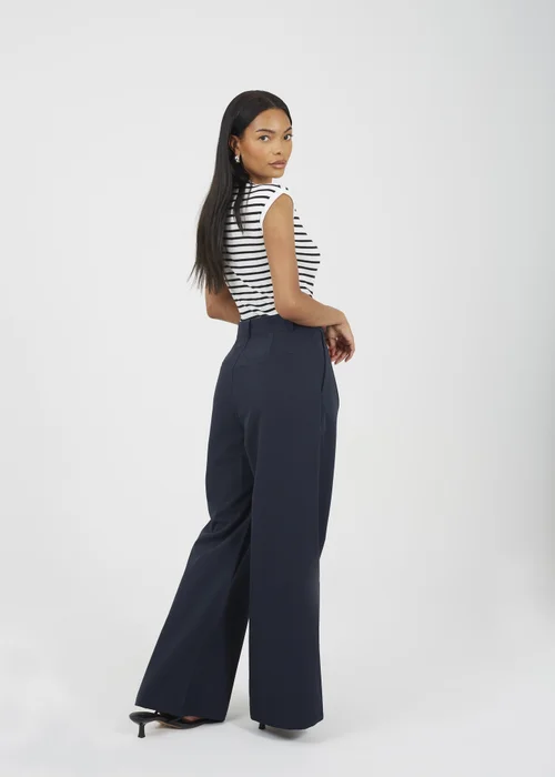 Brave Soul Navy Tailored Straight Leg Trousers - XS Image 2