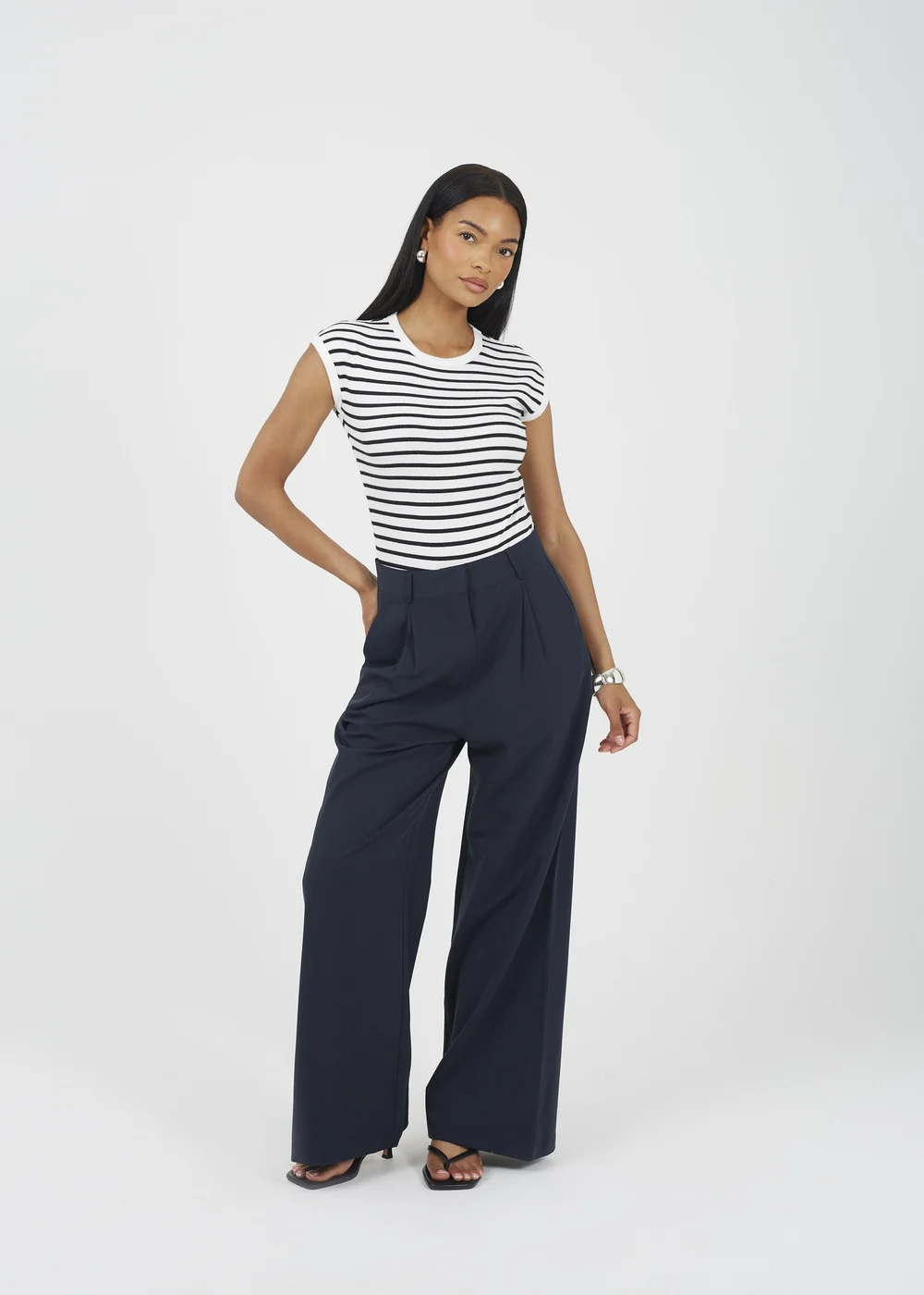 Brave Soul Navy Tailored Straight Leg Trousers - XS Image 4