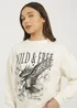 Brave Soul Beige Acid Wash Graphic Print Sweatshirt - Extra Large Image 3
