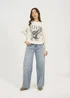 Brave Soul Beige Acid Wash Graphic Print Sweatshirt - Extra Large Image 4